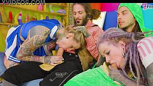 Costumed Sluts Double Penetrated Facefucked