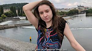 Meeting on the streets with polish student ends with huge cumshot on her petite 18+ body