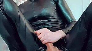 annemieke catsuit huge cumshot after anal play